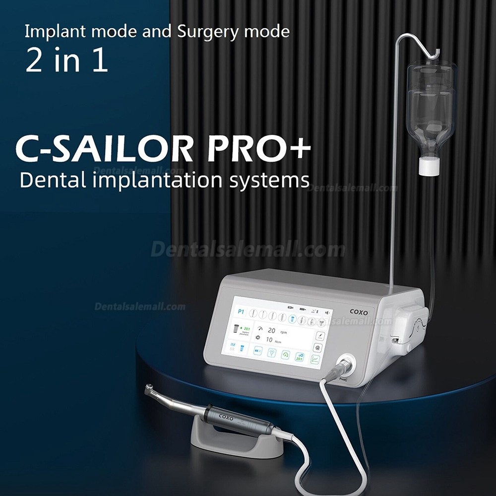 YUSENDENT COXO C-Sailor Pro+ Dental Implant Surgery Motor System with 2Pcs Contra-Angle Fiber Optic Handpiece